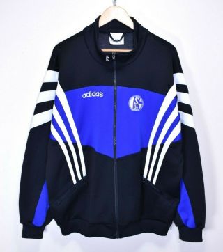 Adidas Fc Schalke Track Jacket Top Vintage Football Soccer Shirt Jersey 90s Xl
