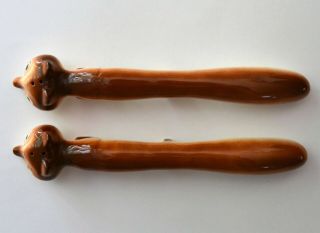 Vintage Japan salt pepper shakers set ceramic fox long foxes 9.  5 