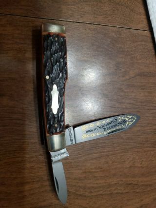 Vintage Winchester 2 Blade Pocket Knife Gunstock 1 Of 1000