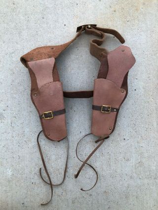 Vintage Kids Leather Toy Gun Holster Western Cowboy