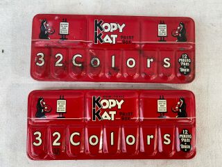 2 Vintage Kopy Kat Paint Box 32 Colors In Metal Box The American Crayon Company