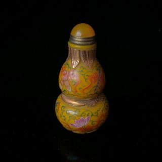 Chinese Collectibles Coloured Glaze Snuff Bottle Inlay Metal Bs037