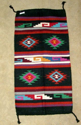 Throw Rug Tapestry Southwest Western Thick Hand Woven Wool 20x40 " 414
