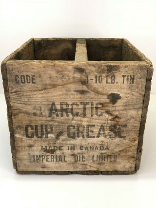 Vintage Arctic Cup Grease Wood Box Crate Imperial Oil Canada