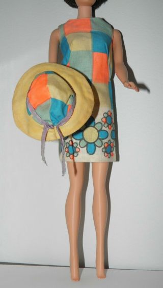 Vintage Barbie Francie Color Magic Pretty Wild Dress And Hat
