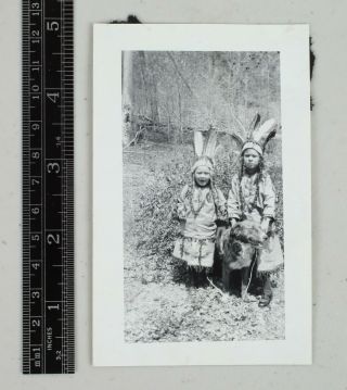 Vintage Snapshot Americana Photograph Children Dressed As Native American Indian
