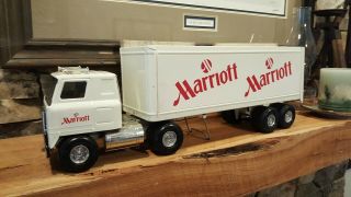 Vintage Ertl Marriott Pressed Steel Semi Tractor Truck & Trailer