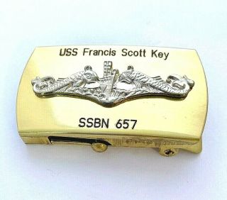 Vintage Uss Francis Scott Key Ssbn 657 Brass Belt Buckle