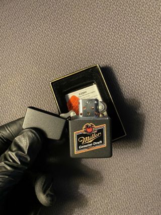 Vintage Matte Black Miller Draft Zippo Lighter (never Been Fired)