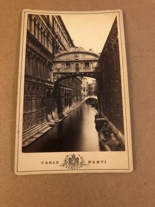 1800s Carlo Ponti Cabinet Card Bridge Of Sighs Venice