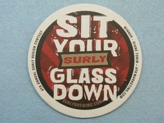 Beer Coaster Surly Brewing Co Brooklyn Center,  Minnesota Sit Glass Down