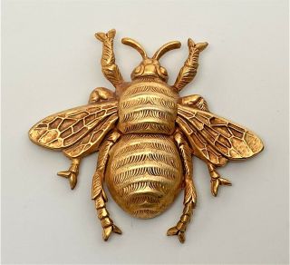 Vintage Unsigned Joseff Of Hollywood Large Brass Bee Pin Brooch