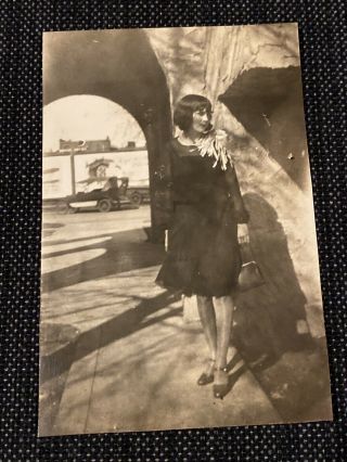 Sexy Alluring Woman Black Dress Vintage 1920s B&w Photograph