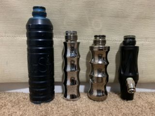 Various Vintage Paintball Expansion Chambers And Gas Thru Grips