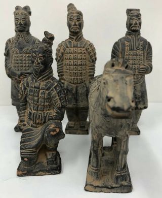 Vintage Miniature Chinese Terra Cotta Warriors Set Of Five