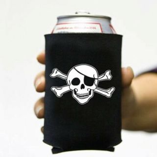 Jolly Roger 3 Skull & Bones Pirate Beer Pop Can Koozie Cozy Cooler Insulator