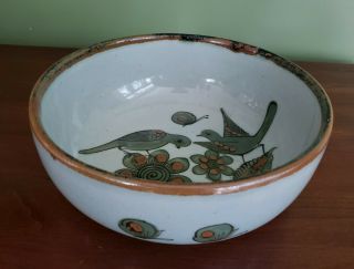 Ken Edwards El Palomar Tonala Green Bird 2 Quart 9 " Serving Bowl Art Pottery Euc