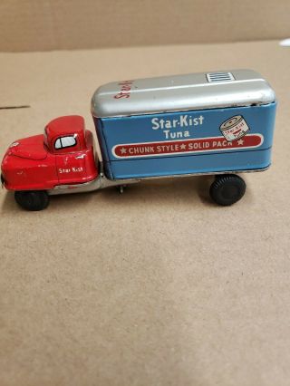 Vintage Tin Toy Friction Star - Kist Tuna Semi Truck 5 " Mini.