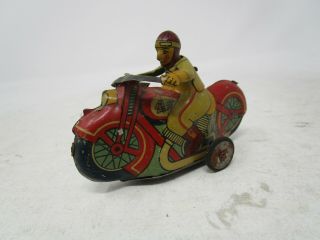 Vintage Tin/litho Friction Motorcylce With Rider (made In Japan)
