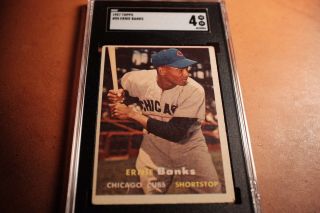 1957 Topps Ernie Banks Chicago Cubs 55 Baseball Card Grd 4