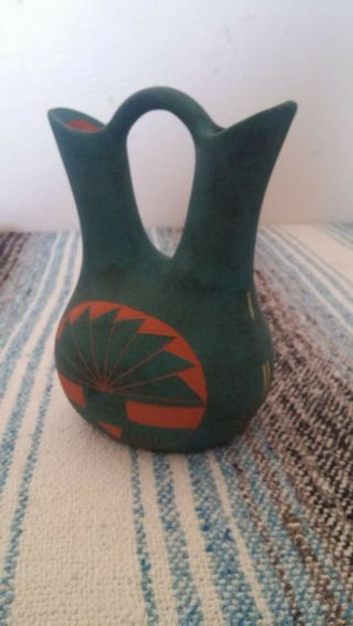 Native American Acoma Pottery - Hand Etched Wedding Vase