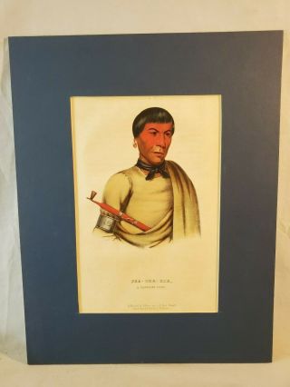 1844 Mckenney Hall Hand Colored Print Native American Indian Pee - Che - Kir No Res