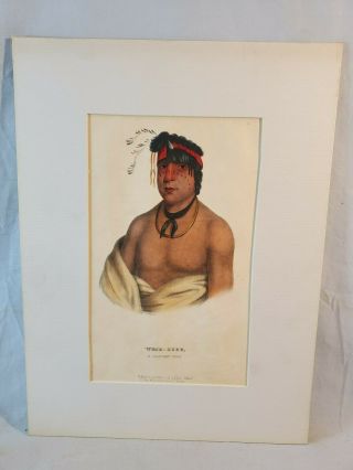 1844 Mckenney Hall Hand Colored Print Native American Indian Wesh - Cubb