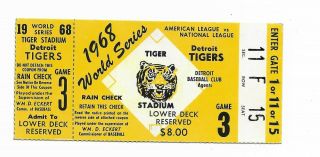 Vintage 1968 World Series Ticket Stub - Game 3 - Signed By Denny Mclain On Back