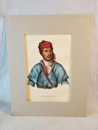 1844 Mckenney Hall Hand Colored Print Native American Indian Timpoochee Barnard