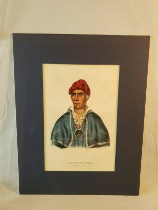 1844 Mckenney Hall Hand Colored Print Native American Indian Qua - Ta - Wa - Pea Nr