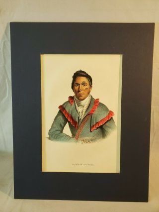 1844 Mckenney Hall Hand Colored Print Native American Indian Oche - Finceco Nr