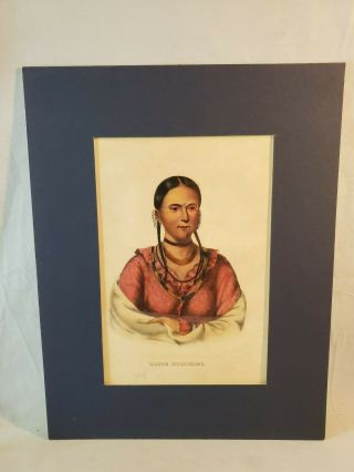 1844 Mckenney Hall Hand Colored Print Native American Indian Hayne Hudjihini Nr