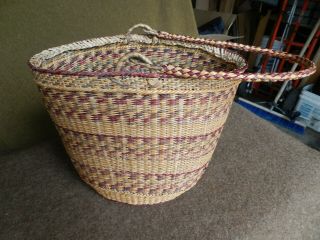 Vntg African Tribal Hand Woven Coiled Basket/purse Patina