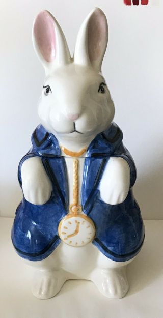 Alice In Wonderland White Rabbit Cookie Jar Vtg 1990s Laurie Gates