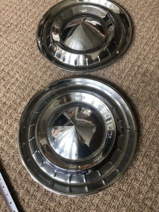 Vintage Set Of 2 1955 Chevrolet 15” Hubcaps Bel Air Two Ten Very Fast Ship