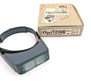 Vintage Mueller Opti - Visor Da - 5 Head Band Binocular Magnifier Box Blue