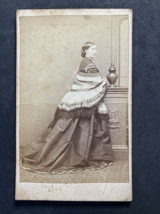 Victorian Carte De Visite Cdv: Lady Shawl,  Interesting Urn: Woodward Nottingham