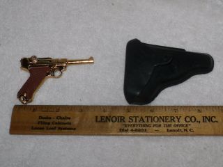 Vintage MARX Mini Toy Cap Gun Gold Metal & Plastic with Holster 53 2