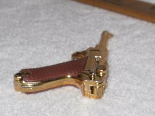 Vintage MARX Mini Toy Cap Gun Gold Metal & Plastic with Holster 53 3