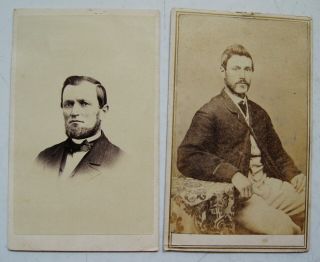 2 Antique Civil War Era Cdv Photos Of Men With Tax Stamps Foxboro 