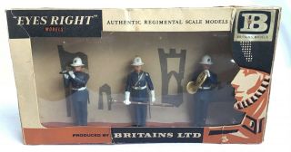 Vintage Britains 70’s,  Boxed Eyes Right Royal Marine Bandsmen X 3,  54mm Plastic.