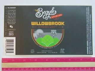 Beer Brewery Label Sticker: Begyle Brewing Co Willowbrook Pale Ale Chicago,  Il