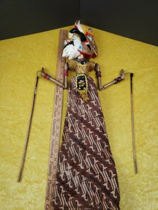 Vintage Indonesian Wayang Golek Wooden Stick,  Rod Puppet,  Carved Handcrafted