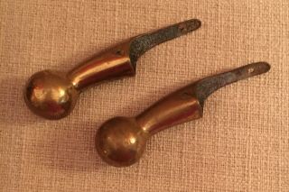 Vintage Set Of 2 Brass Horn Knobs For Horse Oxen Harness Hames Collar Old