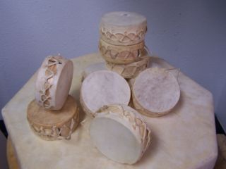 Set Of 10 Rawhide Mini Drums,  4 " Real Hide,  Hand Crafted,  Crafts,  Southwest
