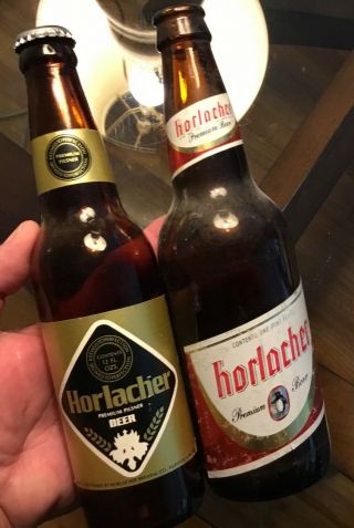 2 Old Allentown Pa Paper Label Beer Bottles Horlacher Penguin Advertising
