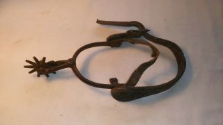 Vintage North And Judd Western Cowboy Single Spur W/leather Marked Anchor
