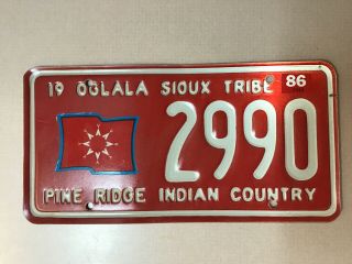 1986 Oglala Sioux Tribe Licsense Plate Pine Ridge Indian Country