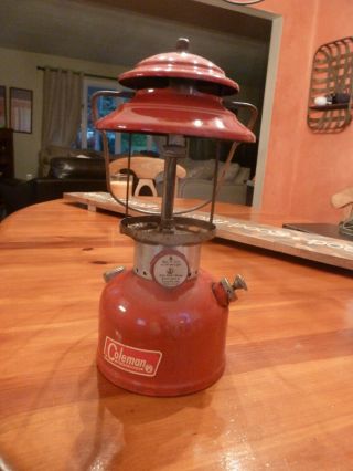 Vintage Red Coleman Lantern 200a Single Mantle 10 1965 Parts No Globe