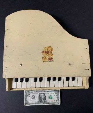 Vintage Wooden Toy Lap Piano 25 Key Baby Grand Piano Child 
